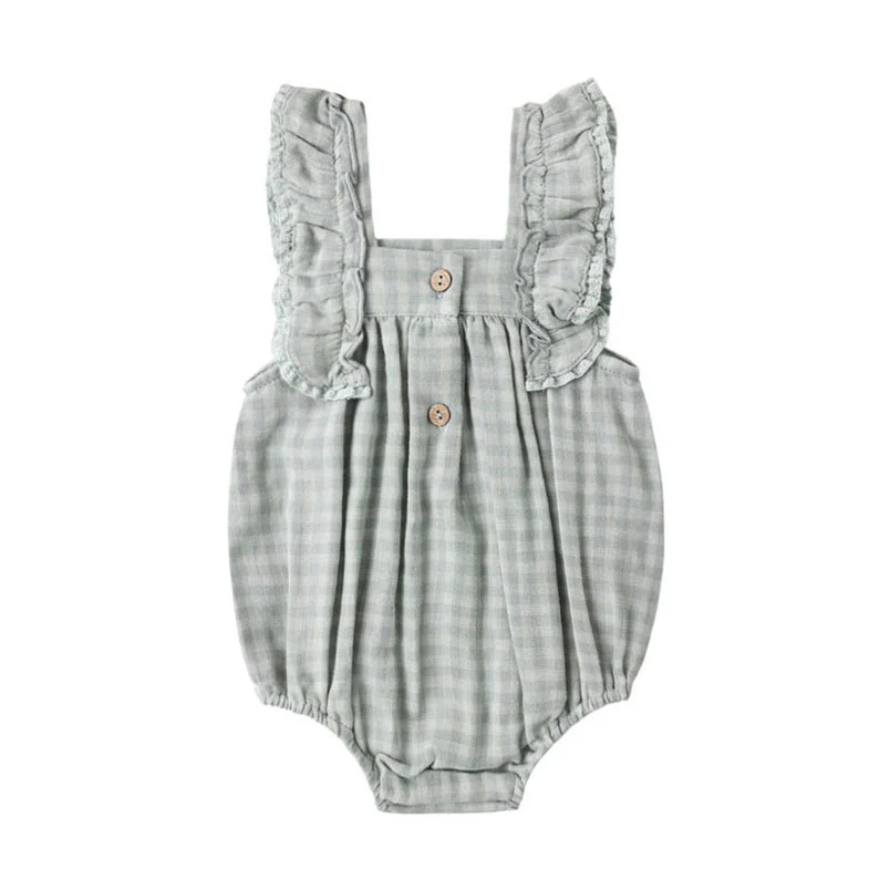 Rylee and Cru  Green Gingham Maya Romper - Image 2