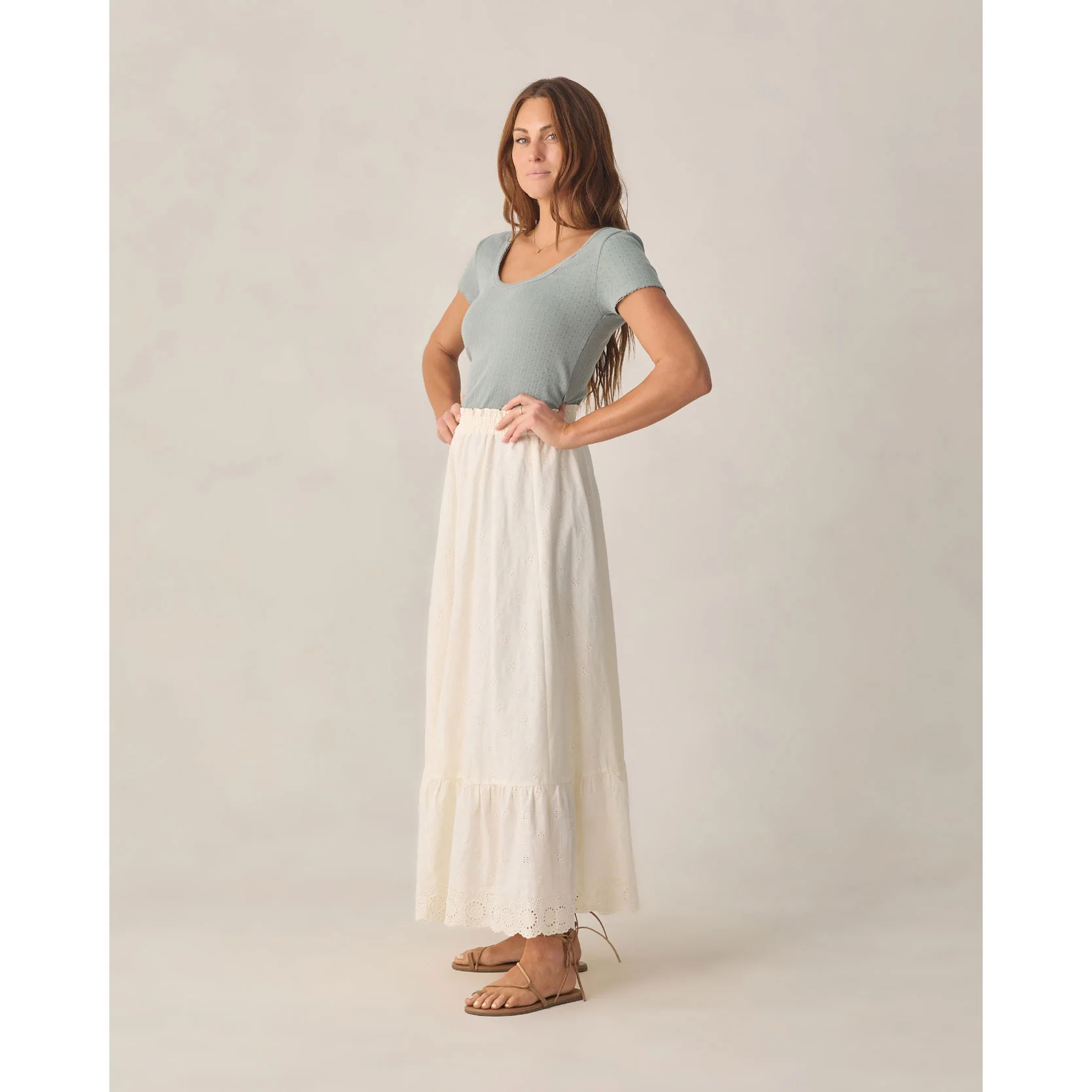 Rylee and Cru  Ivory Rose Women Maxi Skirt - Image 3