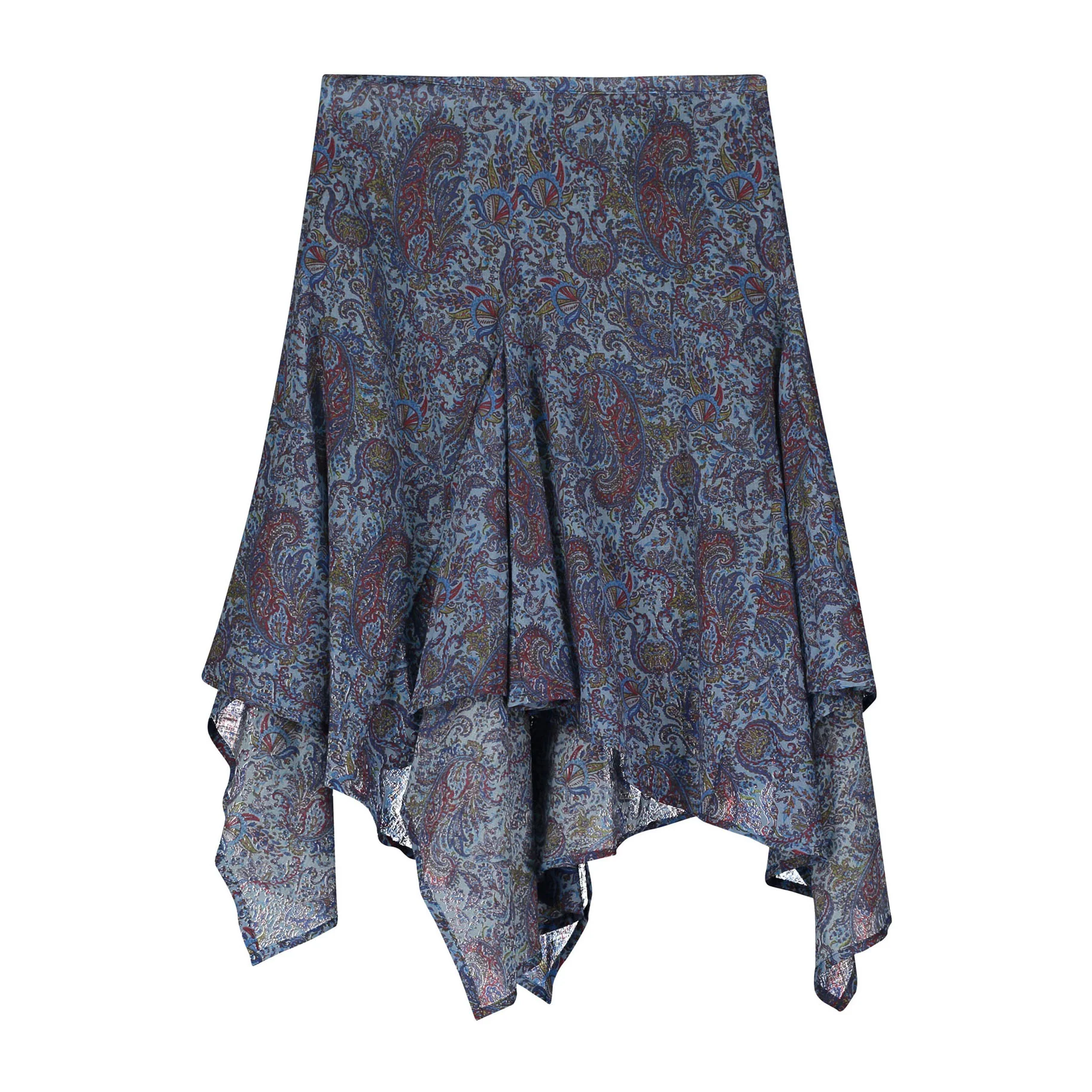 Tangerine Navy Paisley Asymmetrical Skirt - Image 2