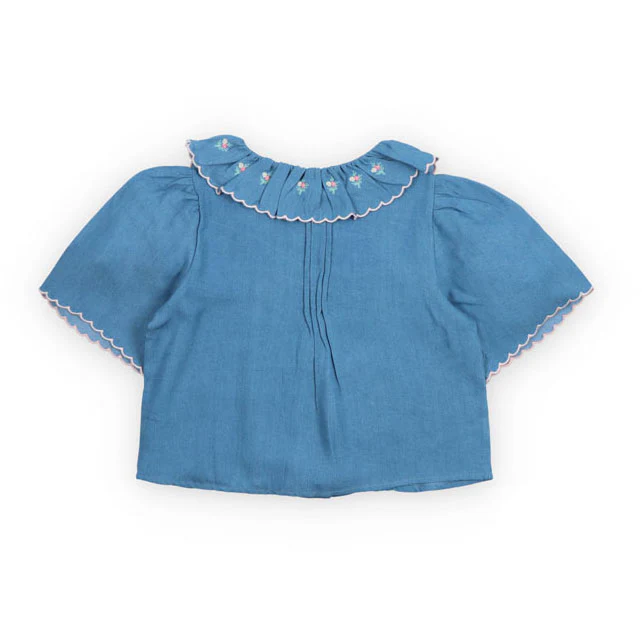 The New Society  Light Blue Chambre Menta Blouse - Image 2