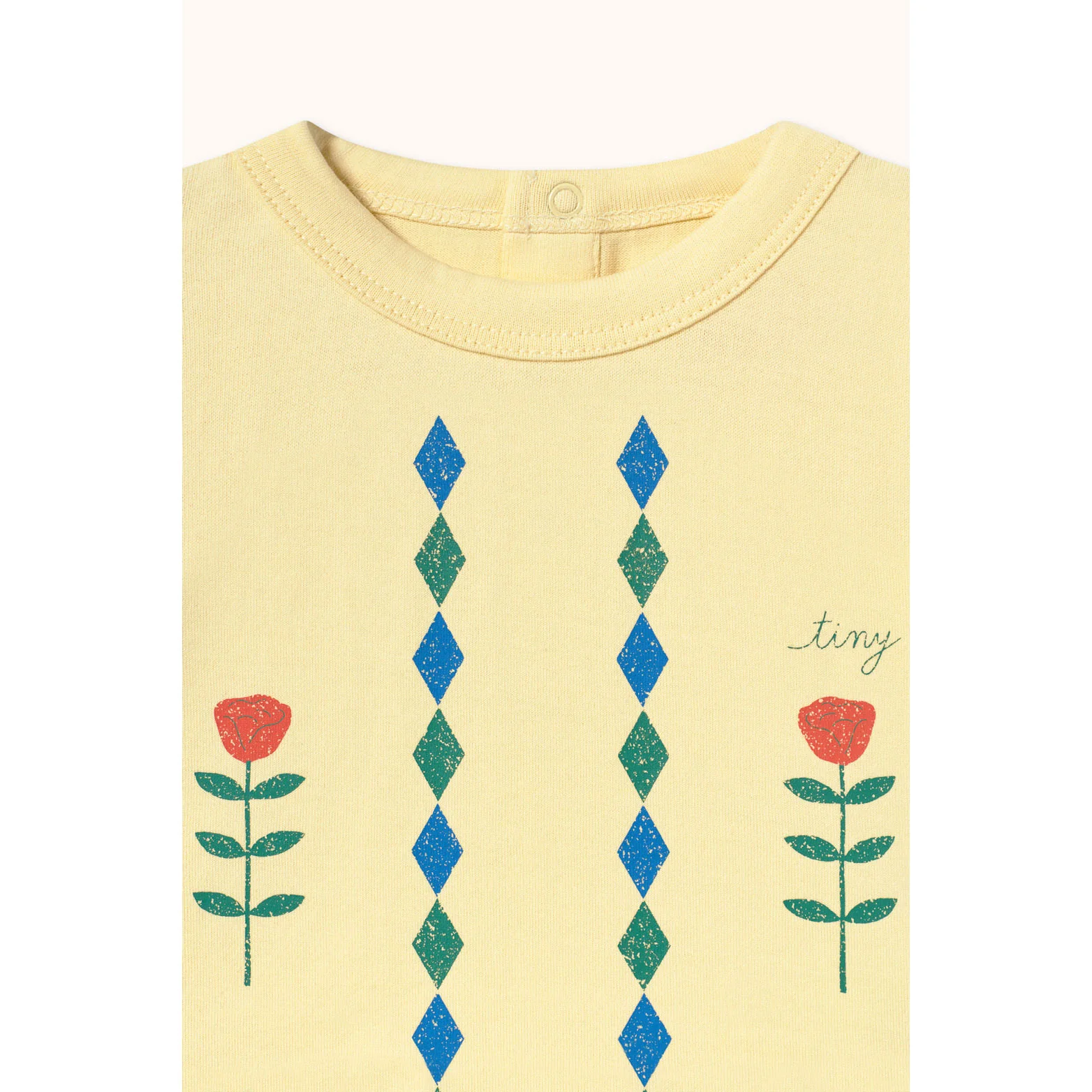 Tiny Cottons Dusty Yellow Diamonds Graphic Baby Tee - Image 3