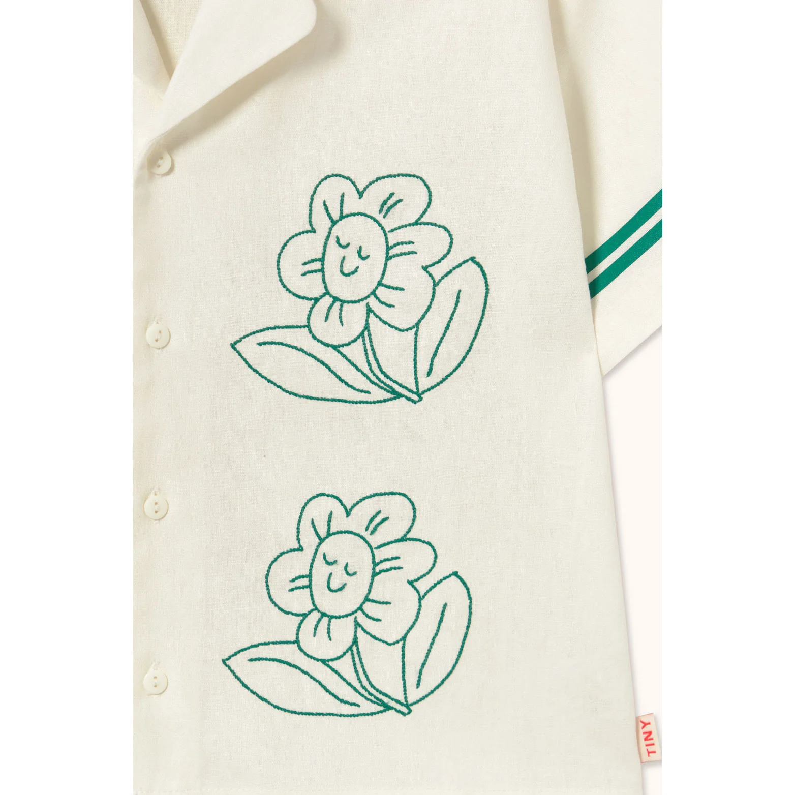 Tiny Cottons Off-White Daisies Linen Shirt - Image 4