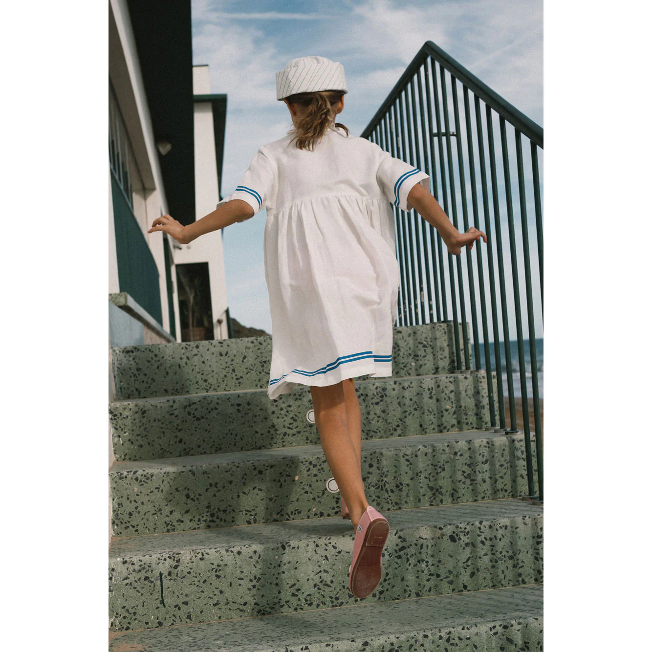 Tiny Cottons Off-White Stripes Frilled Dress - Image 4