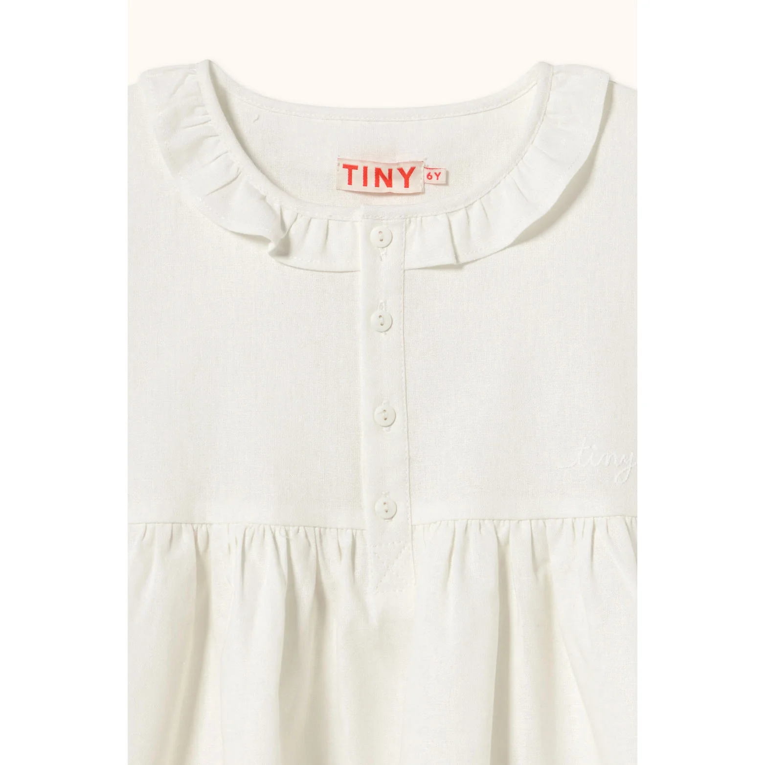 Tiny Cottons Off-White Stripes Frilled Dress - Image 5