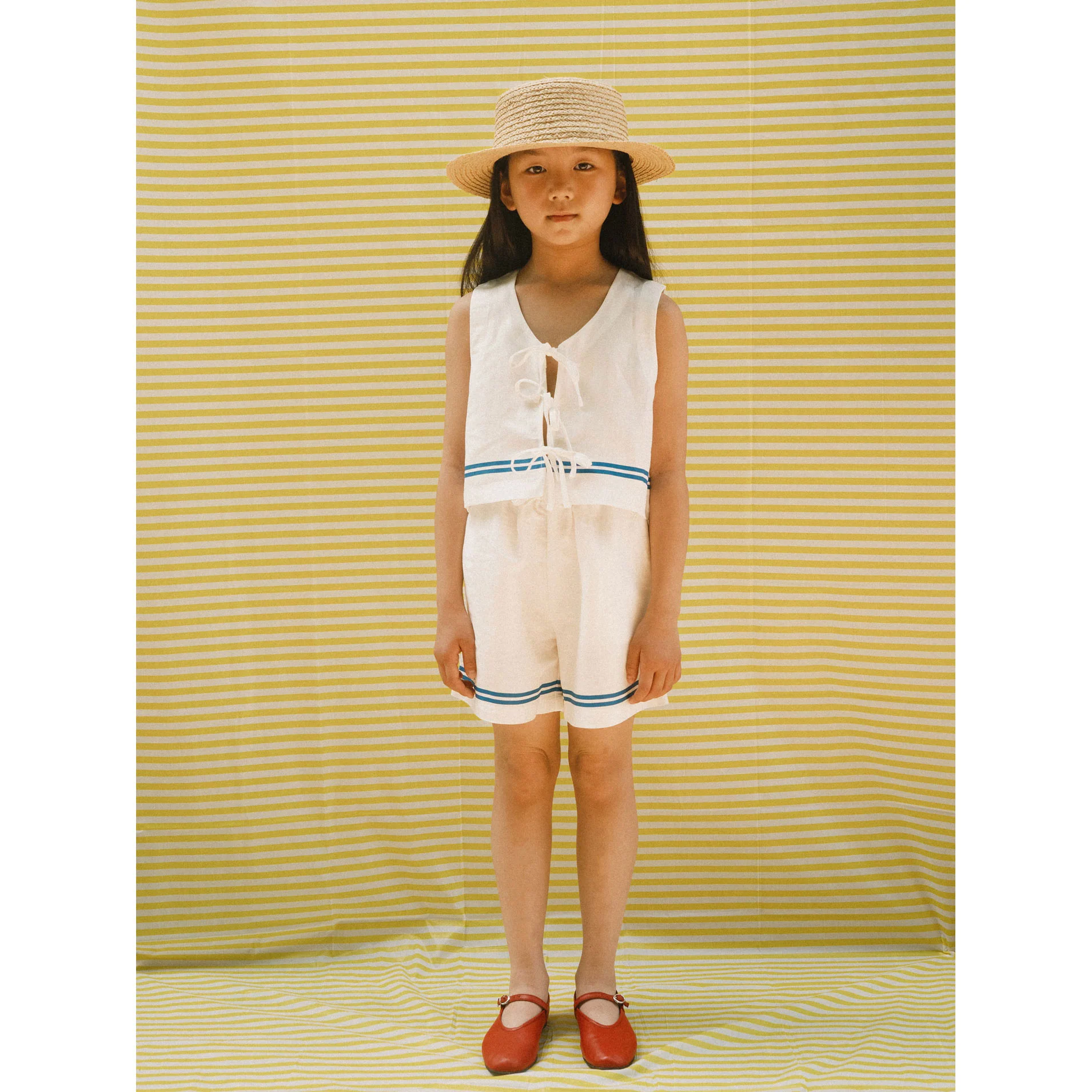 Tiny Cottons Off-White Stripes Woven Shorts - Image 2