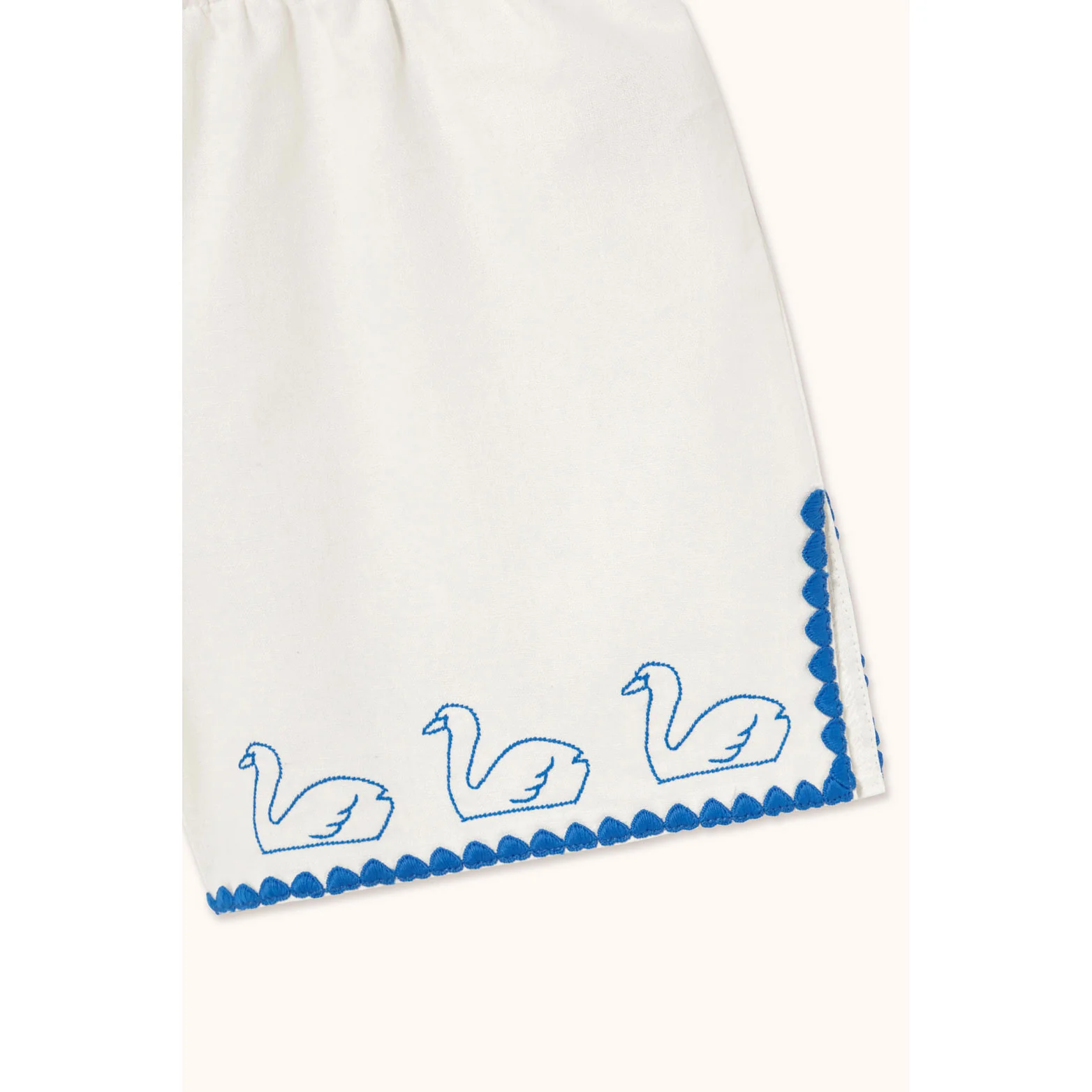 Tiny Cottons Off-White Swans Linen Shorts - Image 3