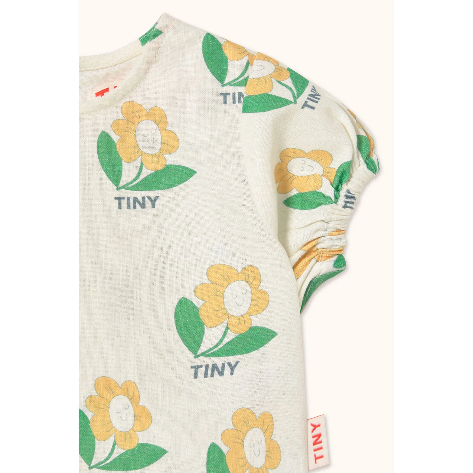 Tiny Cottons Off-White Tiny Flower Linen Baby Shirt - Image 3