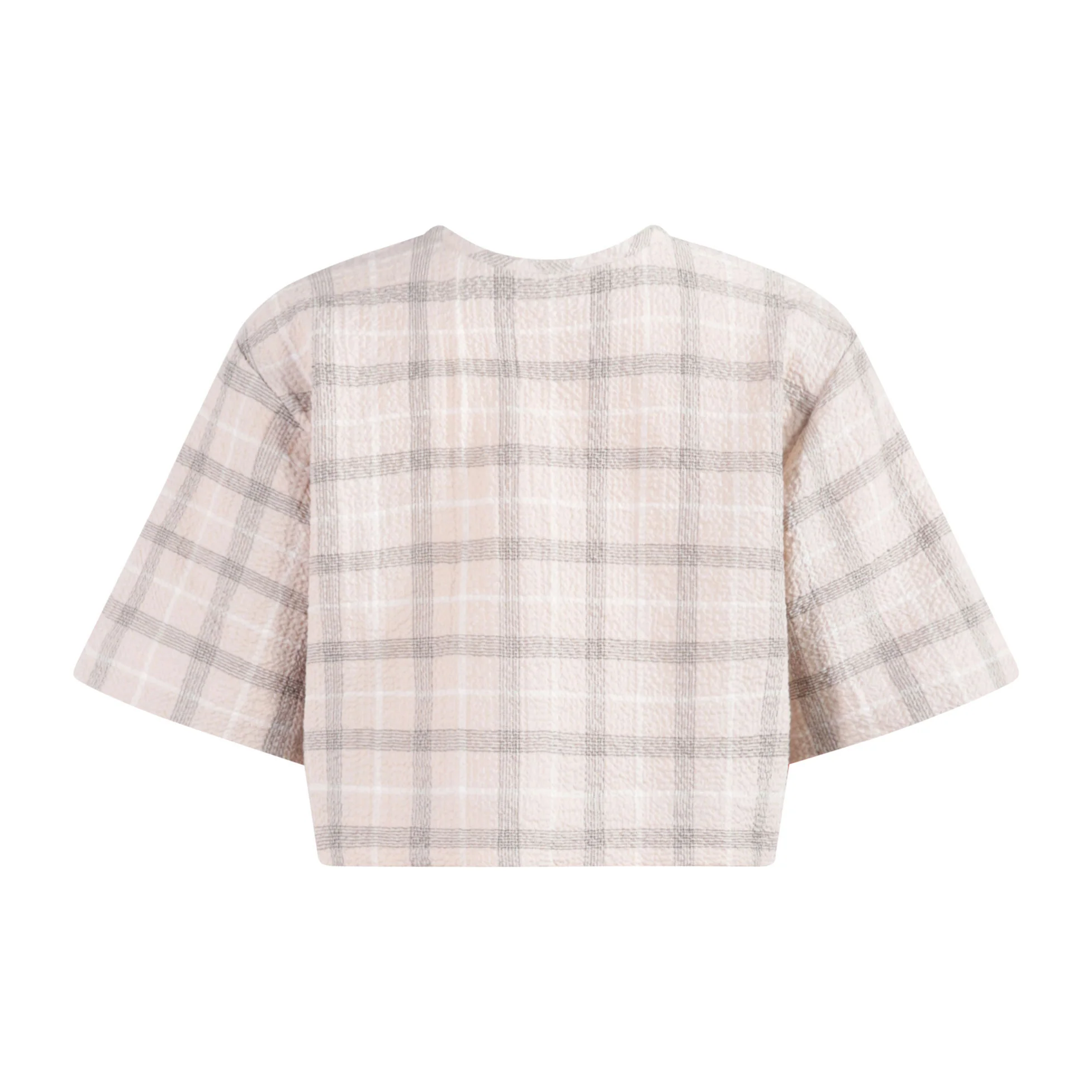 tntrm Beige Check Seersucker Crop Top - Image 3